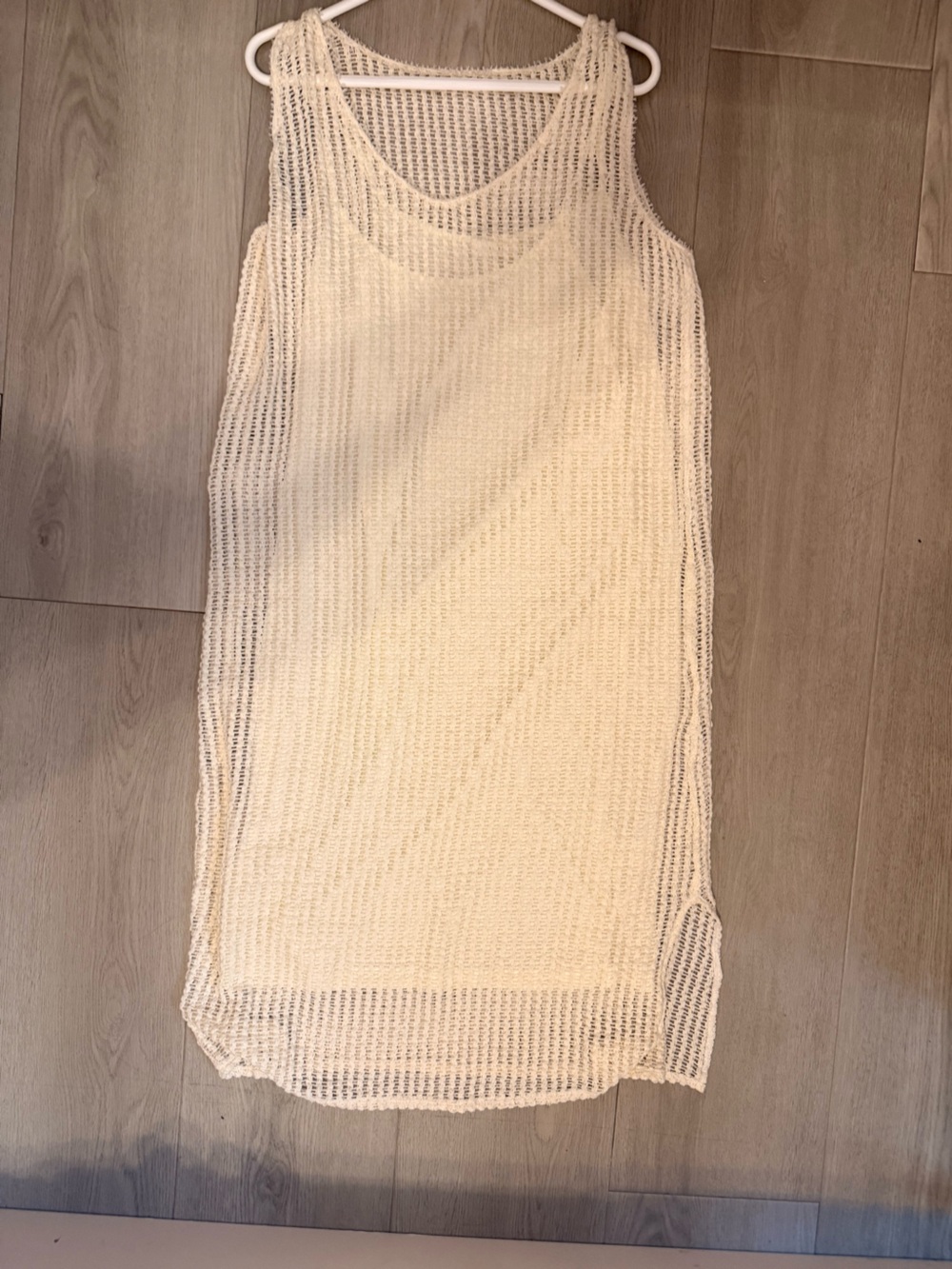 All:Row Crochet Beige Knit Mesh Pull Over Blouse Women Sz M Dress, Boho Dress